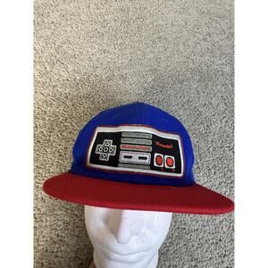 Nintendo Hat Cap Snap Back Mens One Size Blue Red Controller Patch Embroidered
